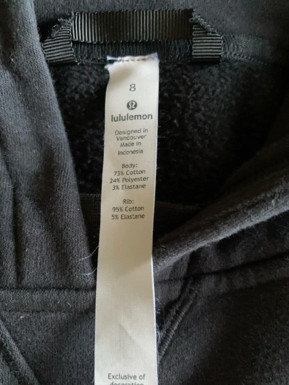 lululemon athletica Black Pullover Hoodie Size 8 - Picture 4 of 5